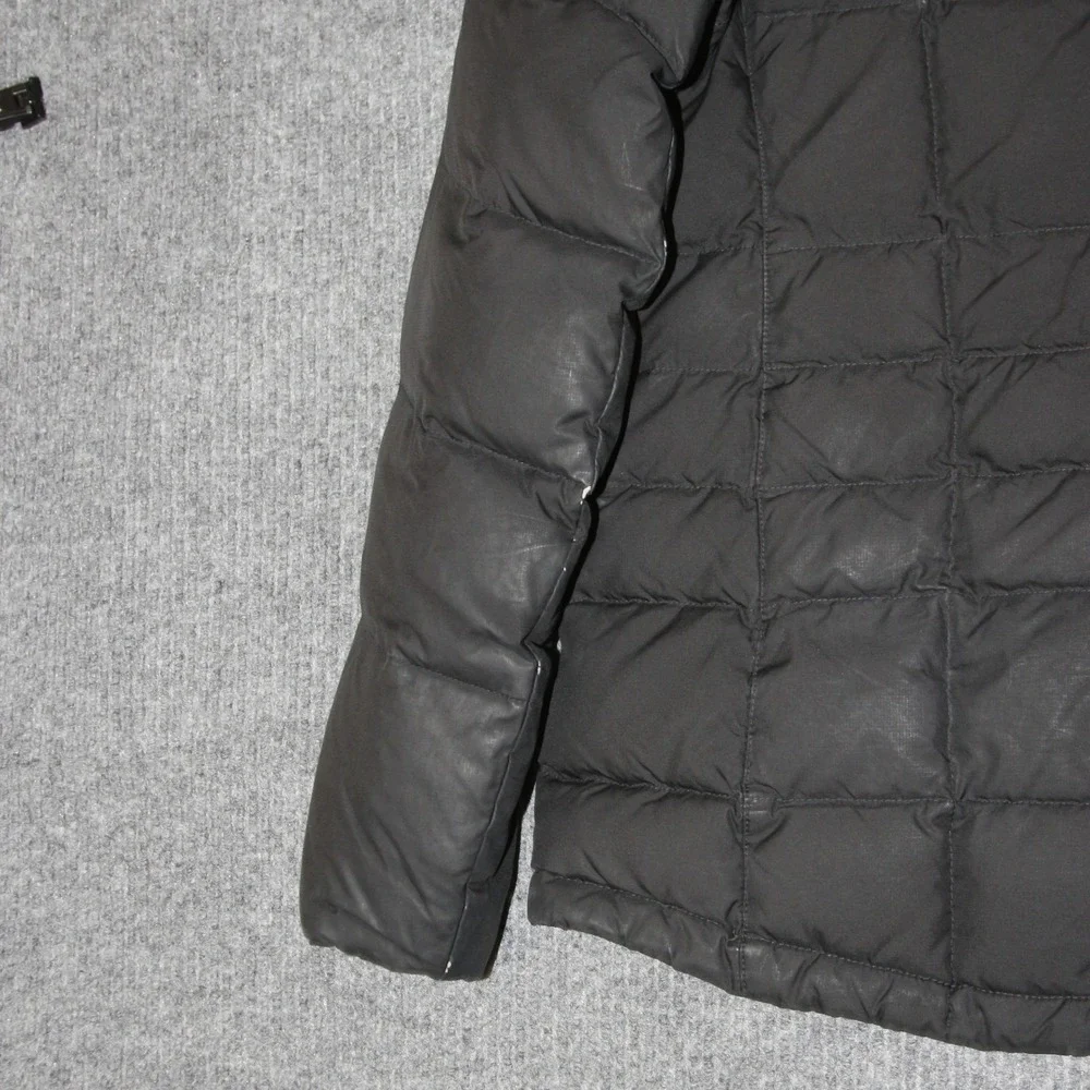 LL Bean Down Puffer Jacket Womens M Black Good Quilted Full‎ Zip Snap 295967